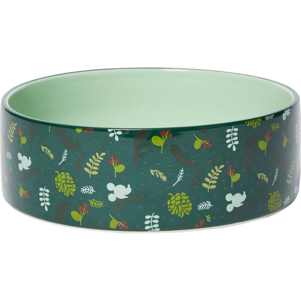 Disney Mickey Mouse Holiday NonSkid Ceramic Dog & Cat Bowl, 1.5 Cups